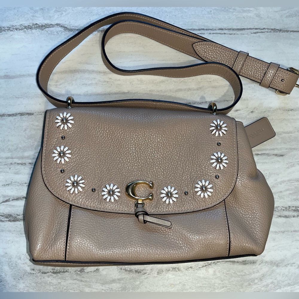 Coach Remi Shoulder Bag With Whipstitch Daisy Applique